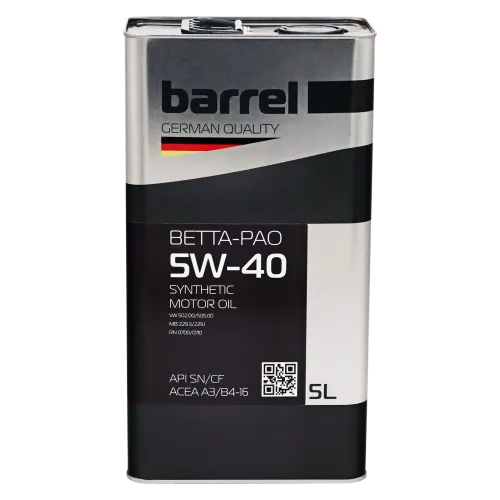 Олива моторна BARREL BETTA-PAO 5W40 SN/CF кан.5л
