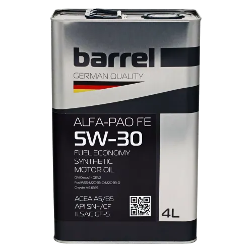 Олива моторна BARREL ALFA-PAO FE 5W30 SN+/CF кан.4л