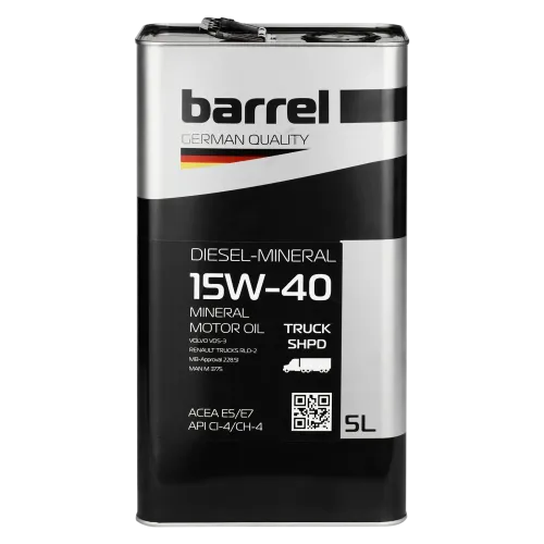 Олива моторна BARREL DIESEL-MINERAL TRUCK 15W40 CI-4/SL SHPD кан.5л
