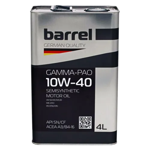 Олива моторна BARREL GAMMA-PAO 10W40 SN/CF кан.4л
