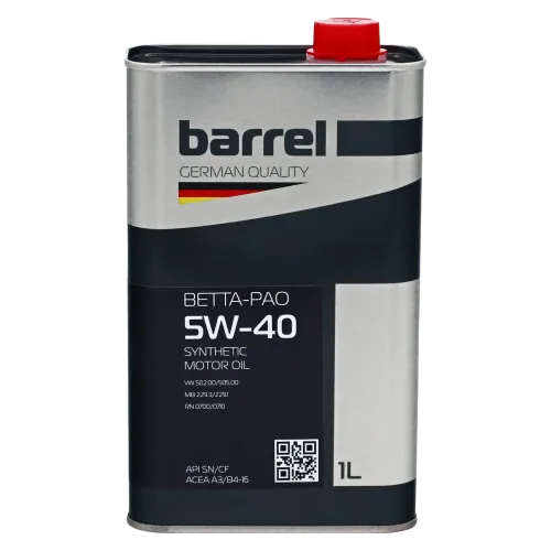 Олива моторна BARREL BETTA-PAO 5W40 SN/CF кан.1л
